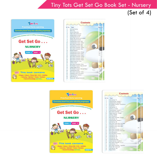 Tiny Tots Get Set Go Preschool Learning Nursery Books Set of 4| Term wise Education Books| Ages 3-4 Years