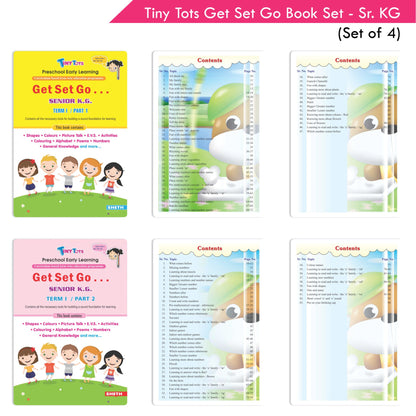 Tiny Tots Get Set Go Preschool Learning Senior KG Books Set of 4| Term wise Education Books| Ages 5-6 Years