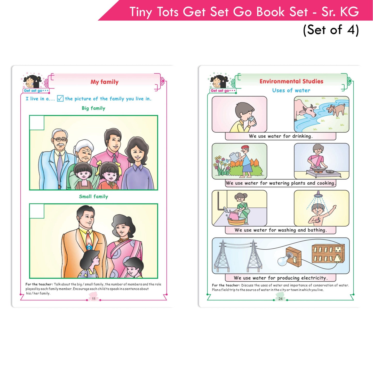 Tiny Tots Get Set Go Preschool Learning Senior KG Books Set of 4| Term wise Education Books| Ages 5-6 Years