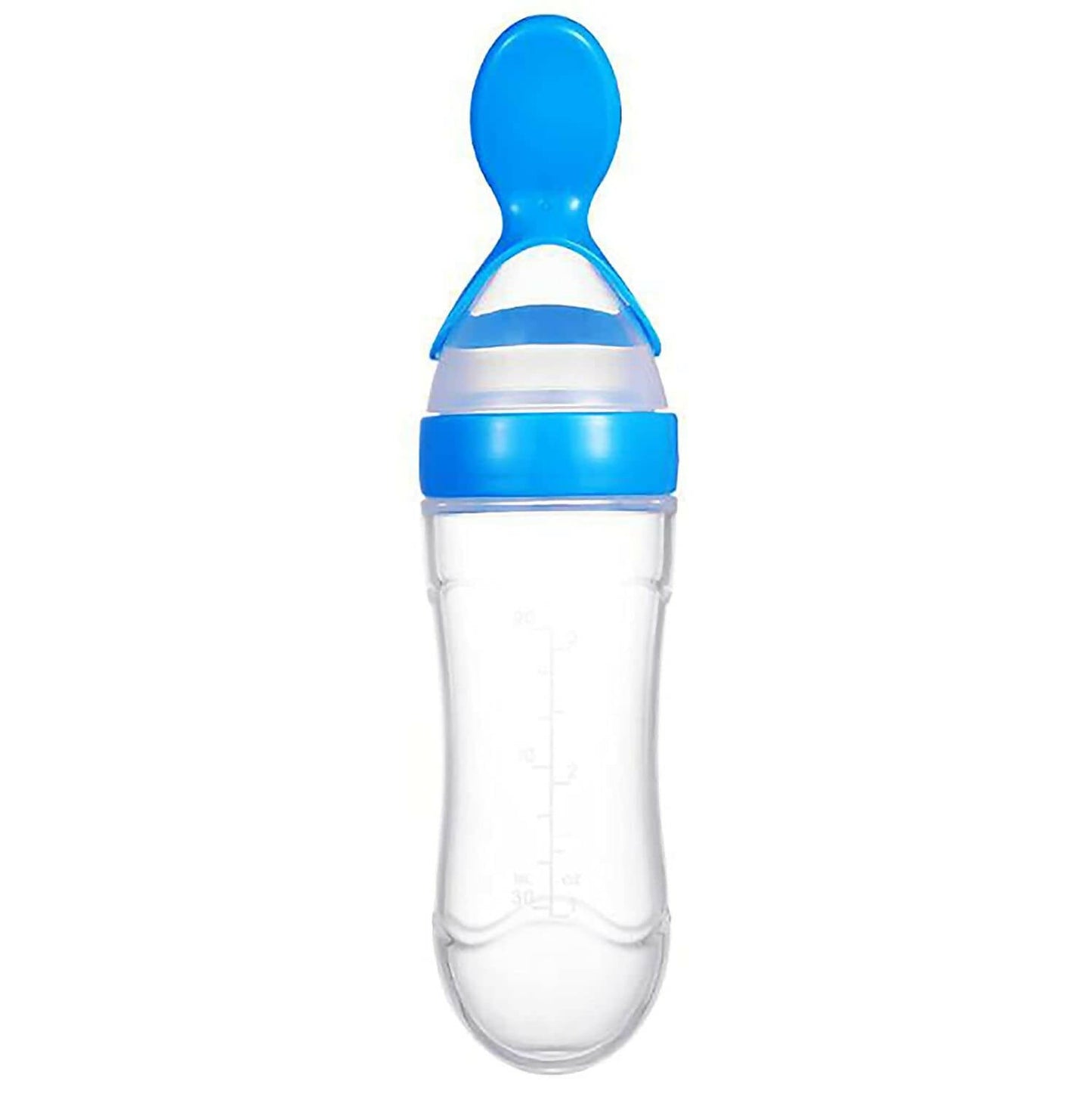 Safe-O-Kid Easy Squeezy Silicone Food Feeder Spoon (Soft Tip) Bottle- Blue- 90mL -  USA, Australia, Canada 