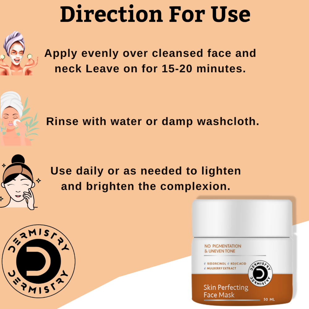 Dermistry Skin Perfecting Face Mask Kojic Acid Resorcinol for Pigmentation Dark Spots Uneven Tone