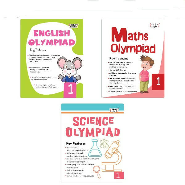 Scholars Insights Olympiad English, Maths and Science Workbooks Set Grade 1| Set of 3| Ages 6 - 8 Year -  buy in usa 