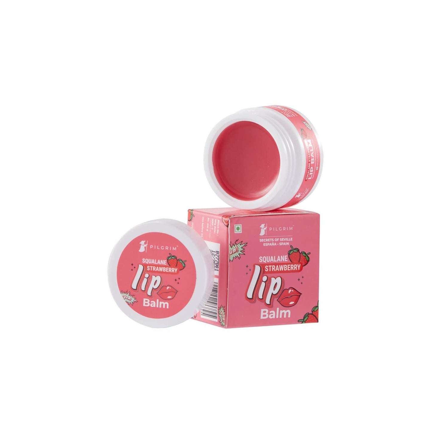 Pilgrim Spanish Lip Balm (Strawberry) For Dark Lips, Soothing & Hydrating Dry & Chapped Lips