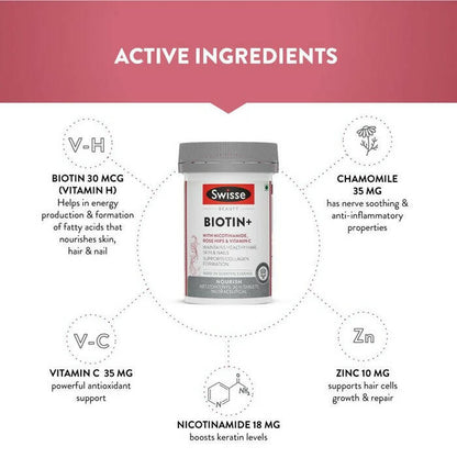 Swisse Biotin+ With Nicotinamide, Rosehip & Vitamin C