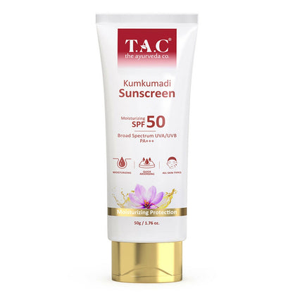 TAC - The Ayurveda Co. Kumkumadi Sunscreen Ultra Light SPF 50 with UVA/UVB PA+++ - BUDEN