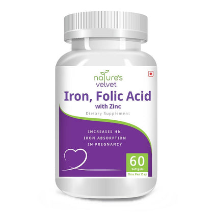 Nature's Velvet Iron, Folic Acid & Zinc Softgels