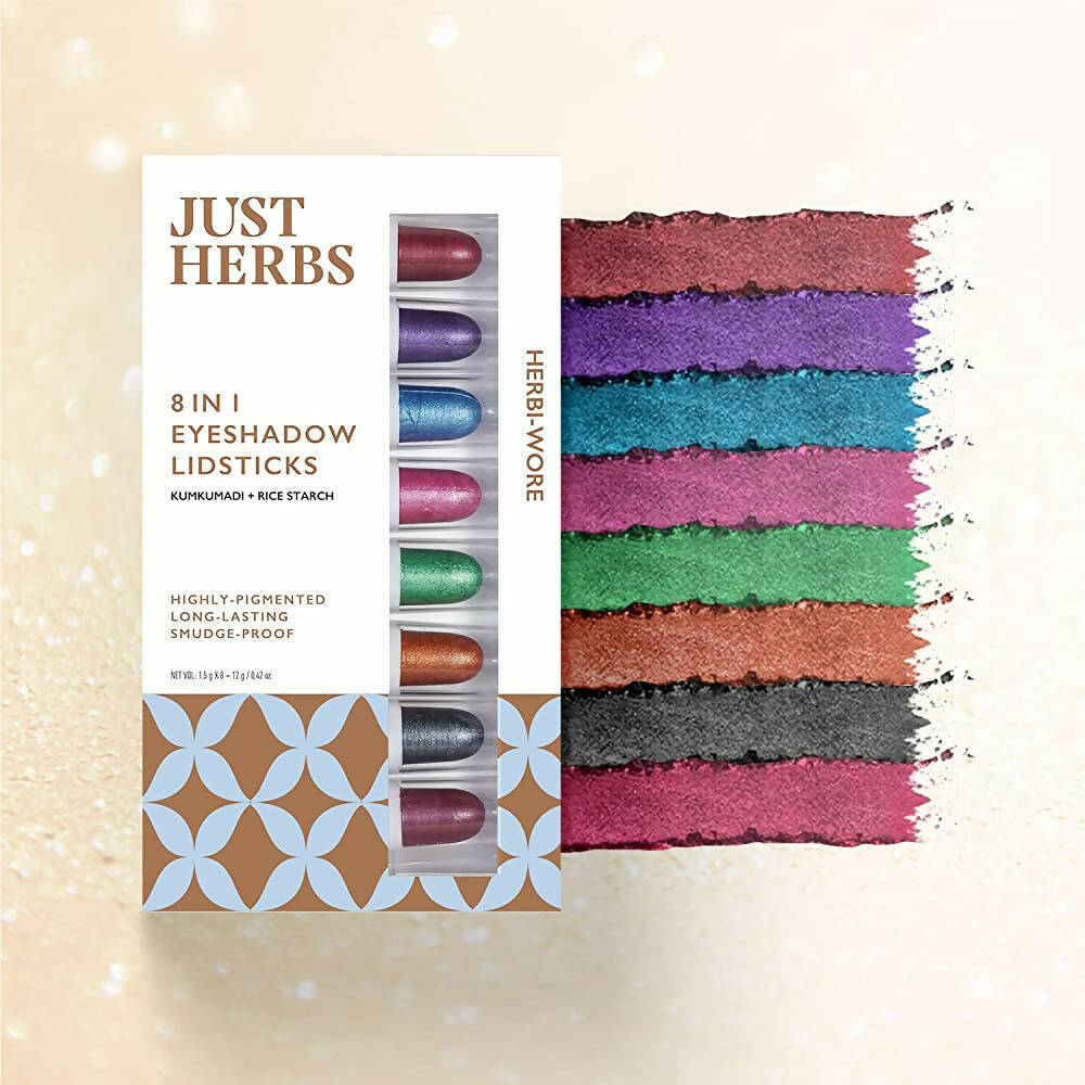 Just Herbs 8 In 1 Eye Shadow Lidsticks Highly-Pigmented Long-Lasting Smudge-Proof - Herbi-Wore