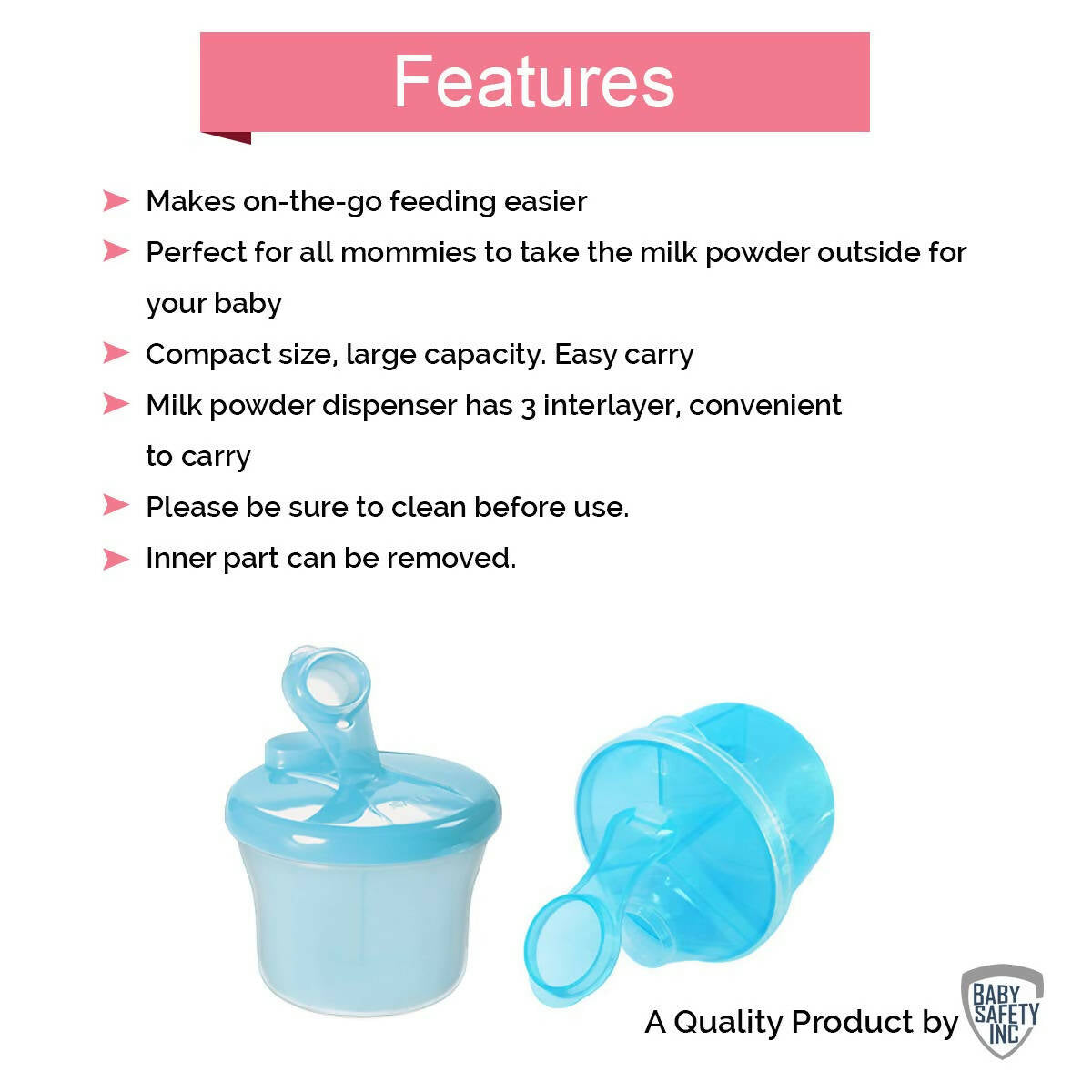 Safe-O-Kid BPA free Storage Container for Baby Milk powder - Blue