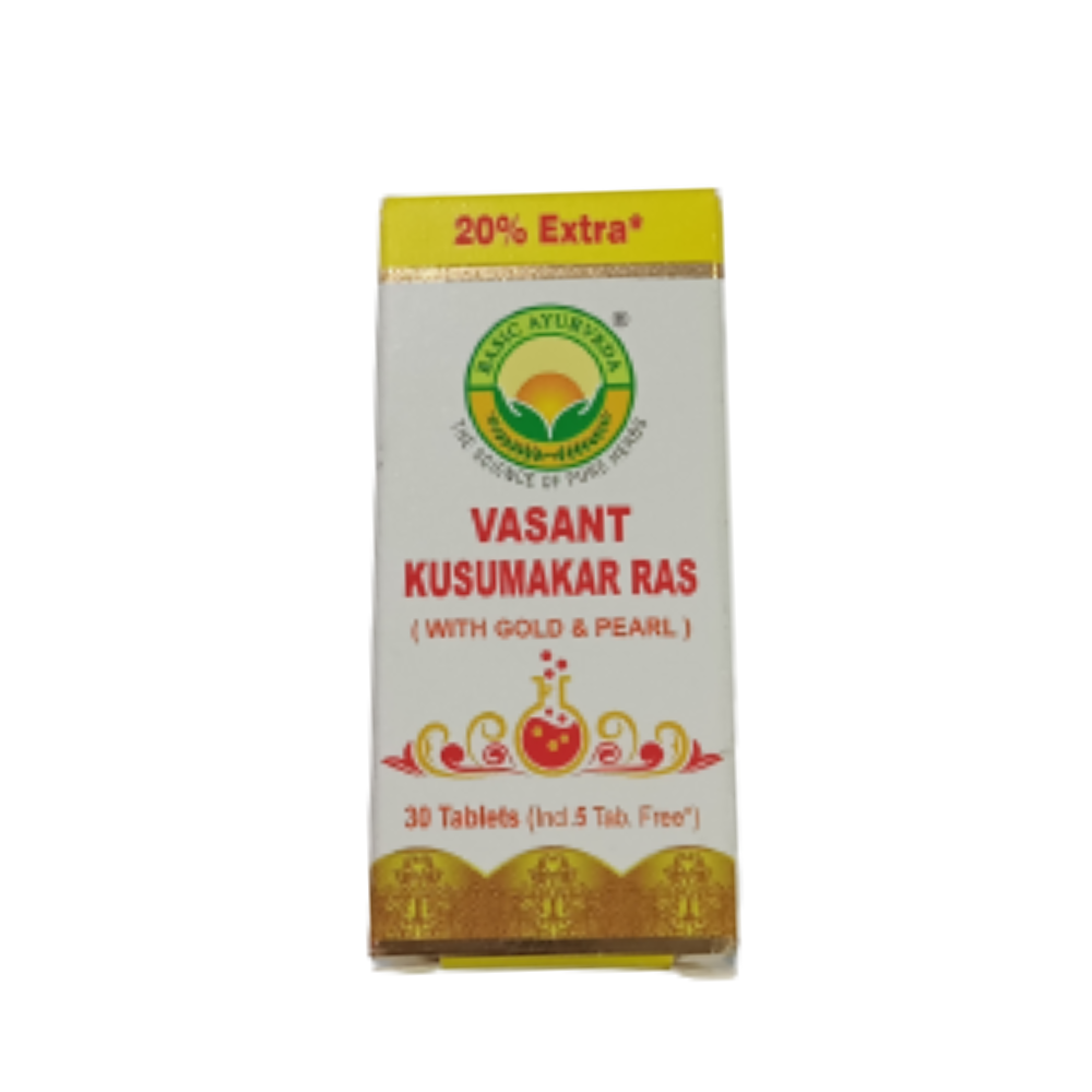 Basic Ayurveda Vasant Kusumakar Ras (With Gold) Tablets -  usa australia canada 