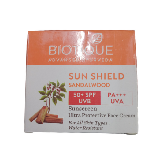 Biotique Bio Sandalwood SPF 50+ UVA/UVB Sunscreen Ultra Soothing Face Cream - BUDNE