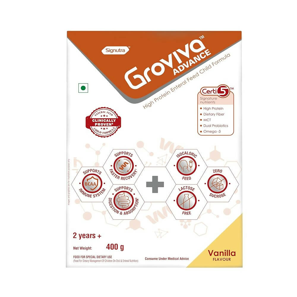 Groviva Advance High Protein Enteral Feed Child Formula Powder - Vanilla Flavor - BUDNE