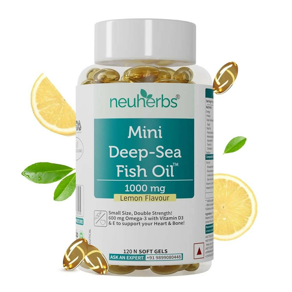 Neuherbs Mini Deep Sea Omega 3 Fish Oil 1000 mg Soft Gels - Lemon Flavor - BUDEN