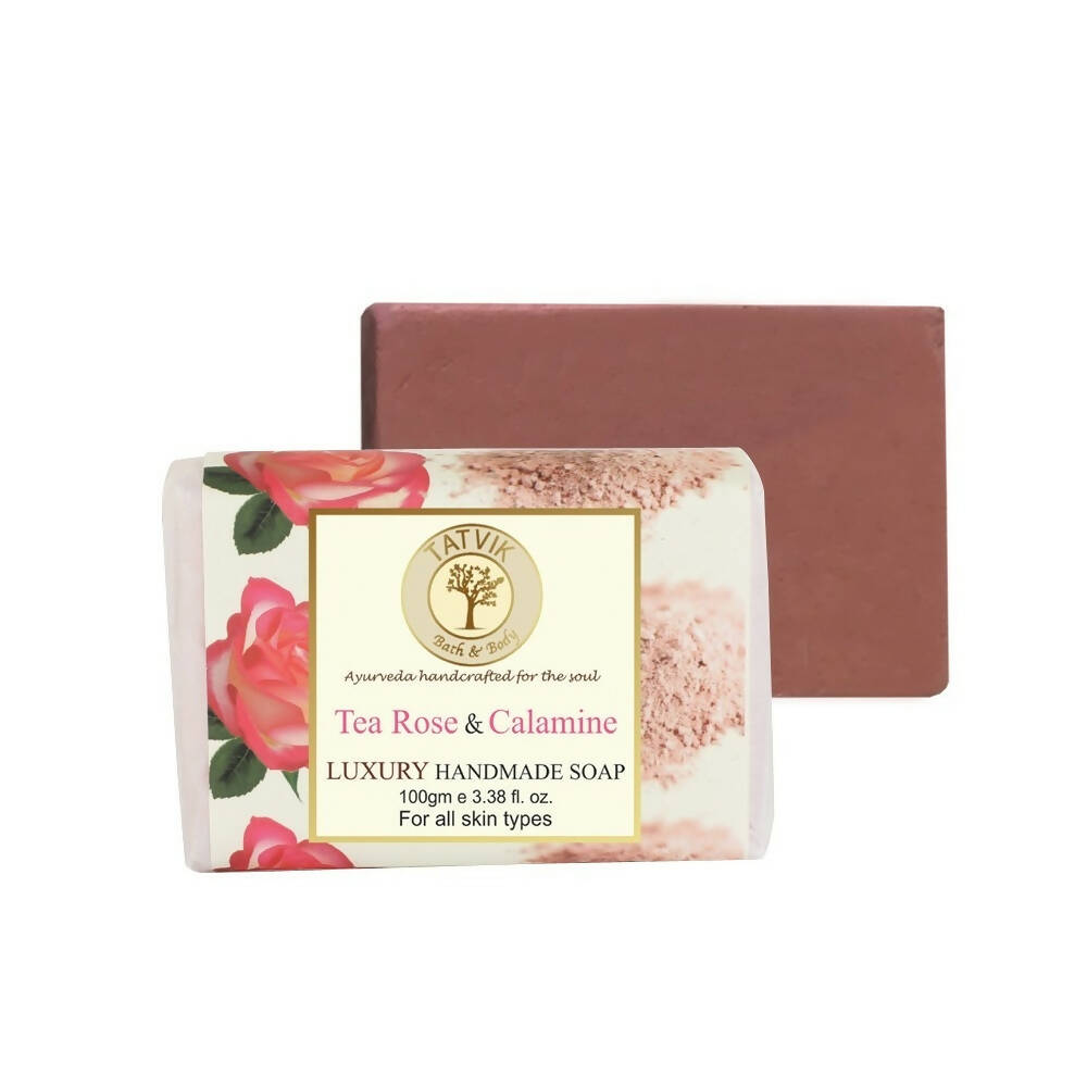 Tatvik Ayurveda Tea Rose & Calamine Luxury Handmade Soap - BUDEN