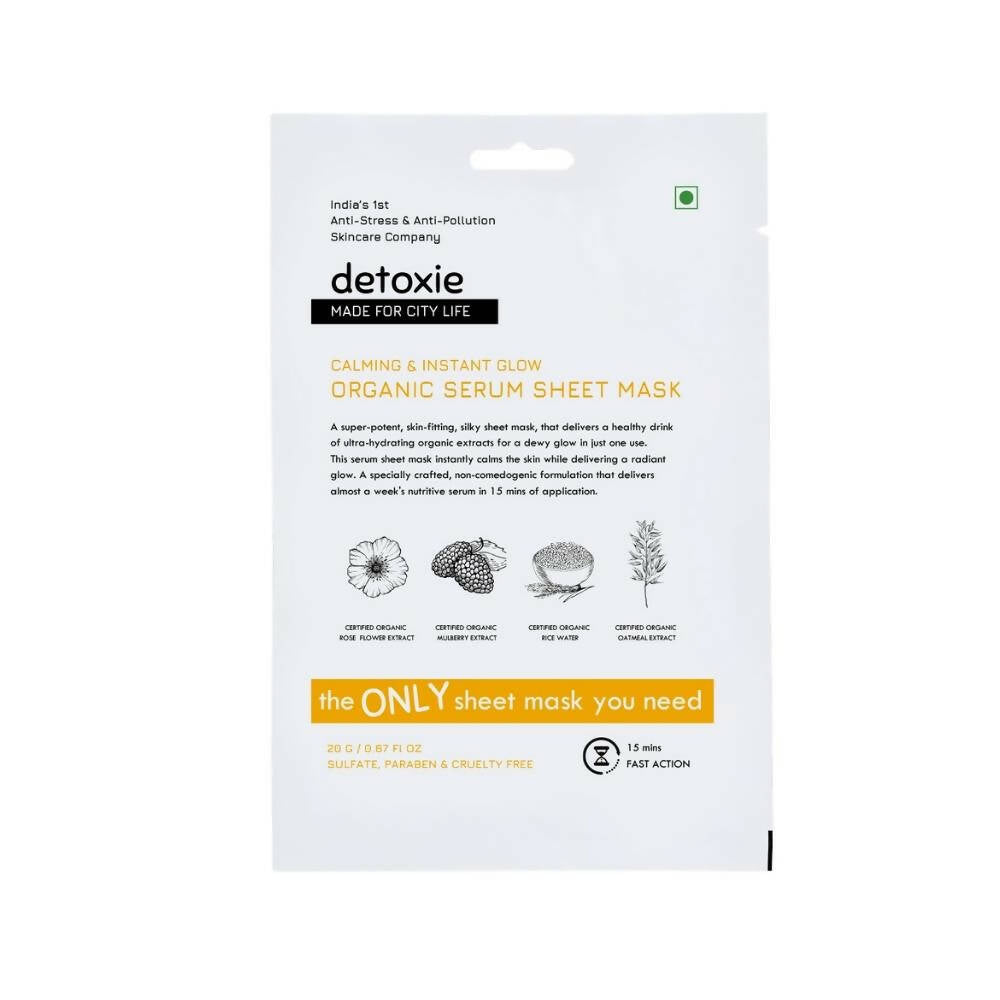 Detoxie Calming & Instant Glow Organic Serum Sheet Mask