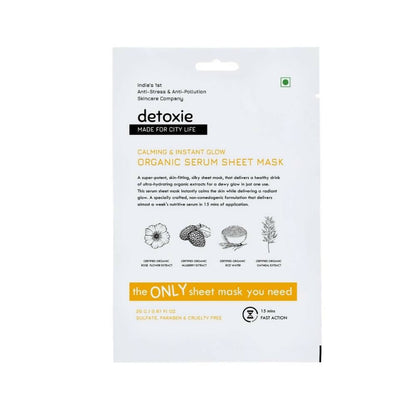 Detoxie Calming & Instant Glow Organic Serum Sheet Mask