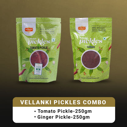 Vellanki Foods Andhra Pickles Combo Pack (250 gm Each) - Ginger Pickle,Tomato Pickle