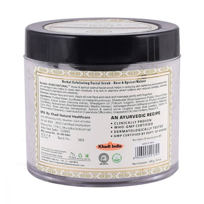 Khadi Natural Rose & Apricot Walnut Herbal Exfoliating Facial Scrub