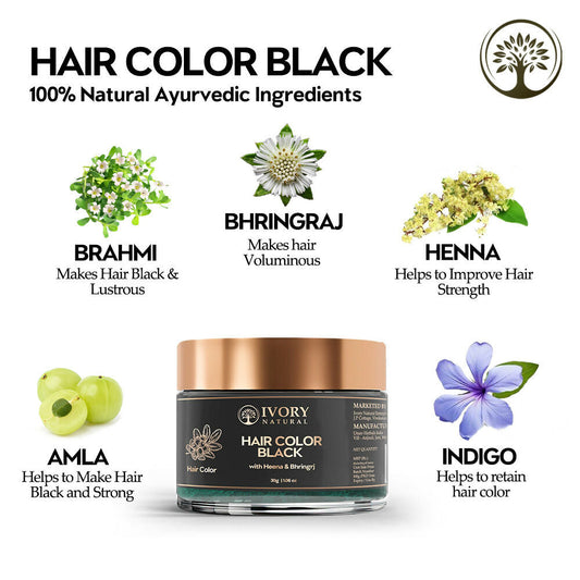 Ivory Natural Black Hair Color - Plant-Based Natural Hair Color - Both For Men Women