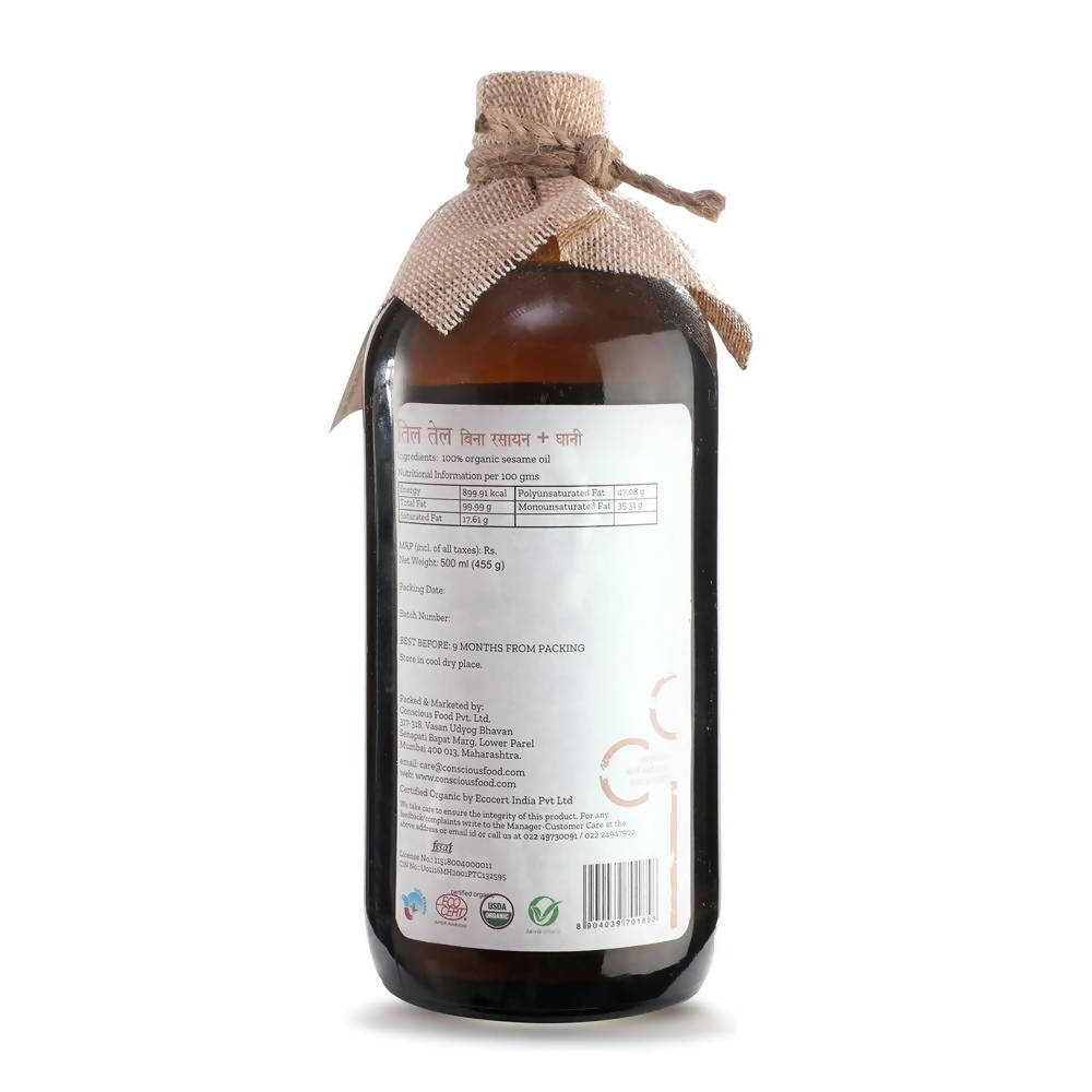 Conscious Food Organic Cold Pressed Sesame Oil