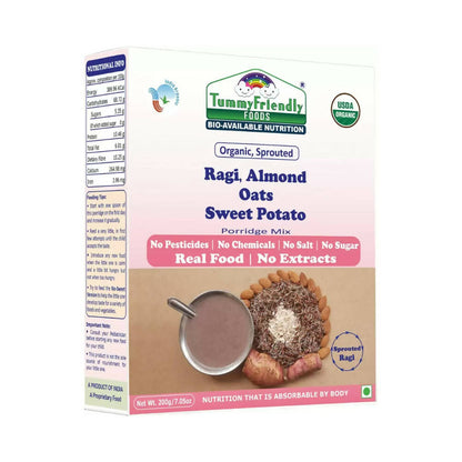 TummyFriendly Foods Organic Multi-Grain, and Sprouted Ragi, Oats, Red Lentil, Banana Porridge Mixes Combo