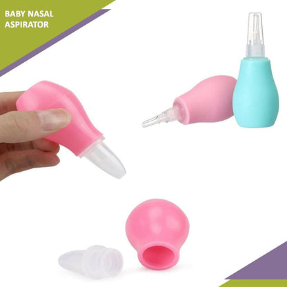 Safe-O-Kid Silicone Baby Nasal Aspirator, Vacuum Sucker, Instant Relief From Blocked Baby Nose Cleaner, Pink