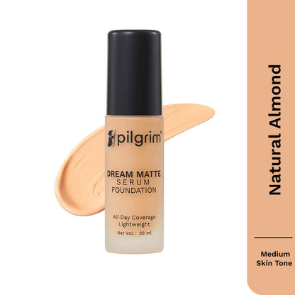 Pilgrim Dream Matte Serum Foundation With Matte & Poreless All Day Coverage Lightweight - Natural Almond