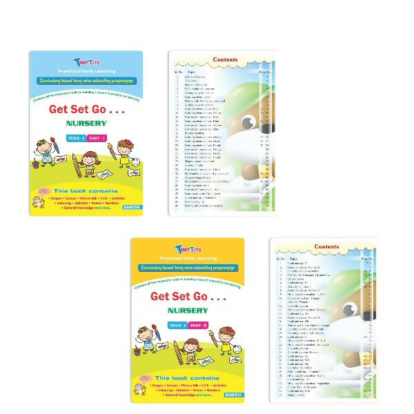 Tiny Tots Get Set Go Preschool Learning Nursery Books Set of 4| Term wise Education Books| Ages 3-4 Years -  buy in usa 