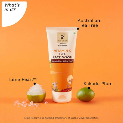 Pilgrim Australian Vitamin C Gel Face Wash with Kakadu Plum & Lime Pearl For Radiant & Glowing Skin