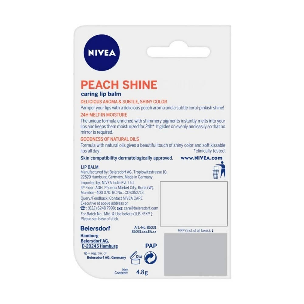 Nivea Lip Balm - Peach Shine