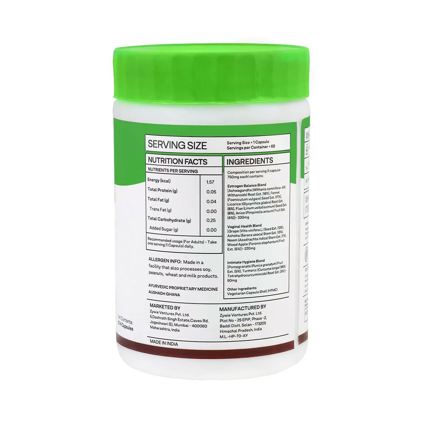 OZiva Plant Based HerComfort with Ashwagandha, Flax Seeds & Ashoka Stem Extracts Capsules