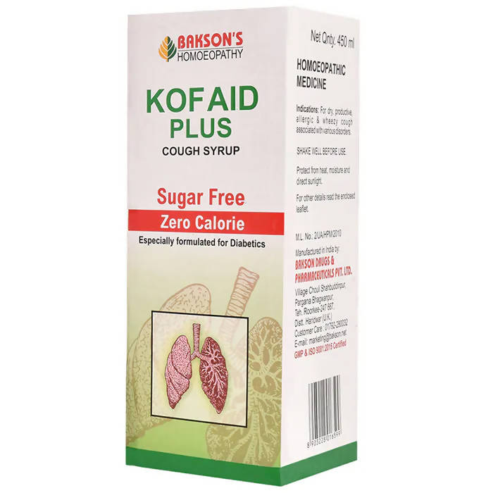 Bakson's Homeopathy Kof Aid Plus Syrup Sugar Free - buy in USA, Australia, Canada