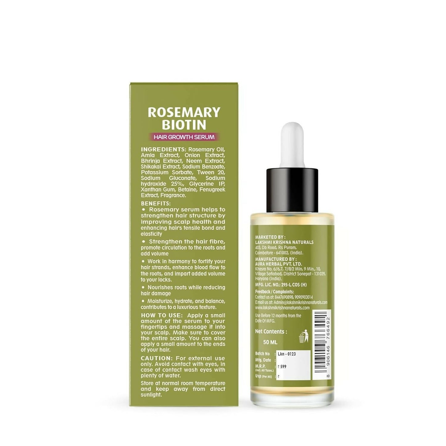 Lakshmi Krishna Naturals Rosemary Biotin Hair Growth Serum