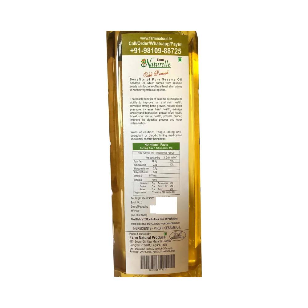 Farm Naturelle Cold Pressed Virgin Sesame Seed Oil