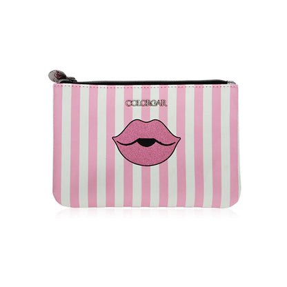 Colorbar Pouch Lips & Lashes Flat Pouches (Set Of Two) - White+Blush Pink