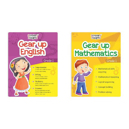 Scholars Insights Gear Up English & Maths Grade 1 Books Set of 2|English Grammar, Logical Reasoning, Problem Solving Book for Kids| Ages 6-7 Years -  buy in usa 