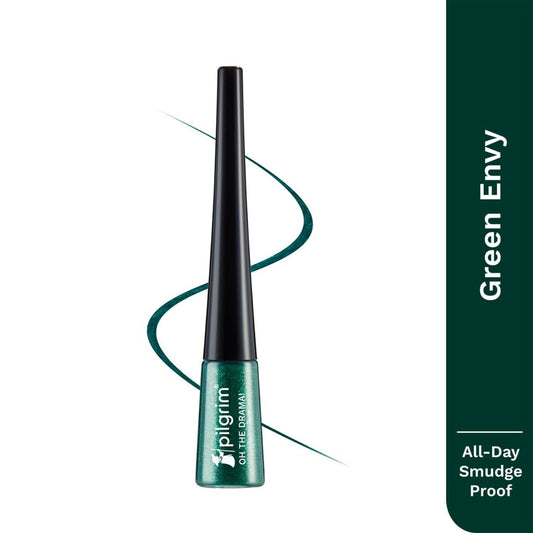 Pilgrim Metallic Eyeliner Green Envy, Long Lasting & Smudge Proof Enriched With Argan Oil