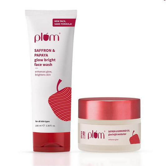 Plum Saffron & Papaya Glow Bright Gel Face Wash and Moisturizer Combo - 150ML