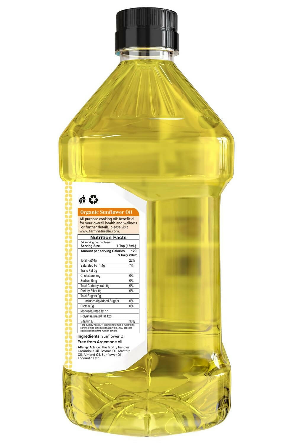 Farm Naturelle Organic Virgin Cold Pressed Sunflower Oil