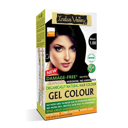 Indus Valley Damage-Free Gel Hair Color-Black - BUDNE