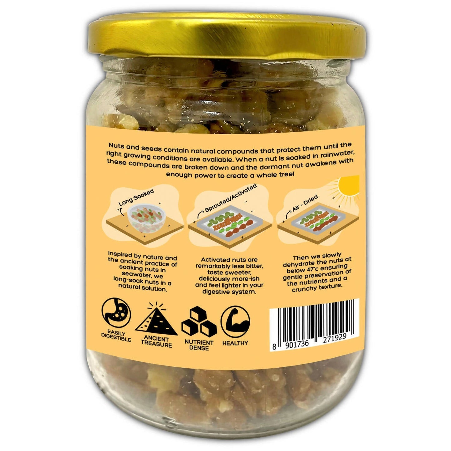 D-Alive Activated/Sprouted Walnuts - Mildly Salted