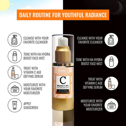 St.Botanica Vitamin C 15% E & Hyaluronic Acid, Age Defying & Skin Clearing Serum