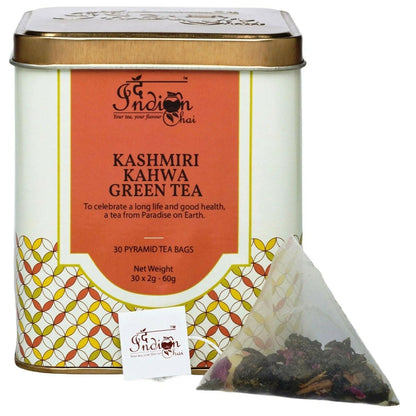 The Indian Chai - Kashmiri Kahwa Green Tea 30 Pyramid Bags