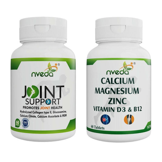 Nveda Joint Support Tablets and Calcium, Magnesium, Zinc, Vit D & B12 Tablets Combo - BUDEN