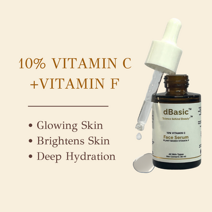 dBasic 10% Vitamin C Face Serum With Vitamin F (Chia & Flax Seeds) For Face Glowing & Radiant