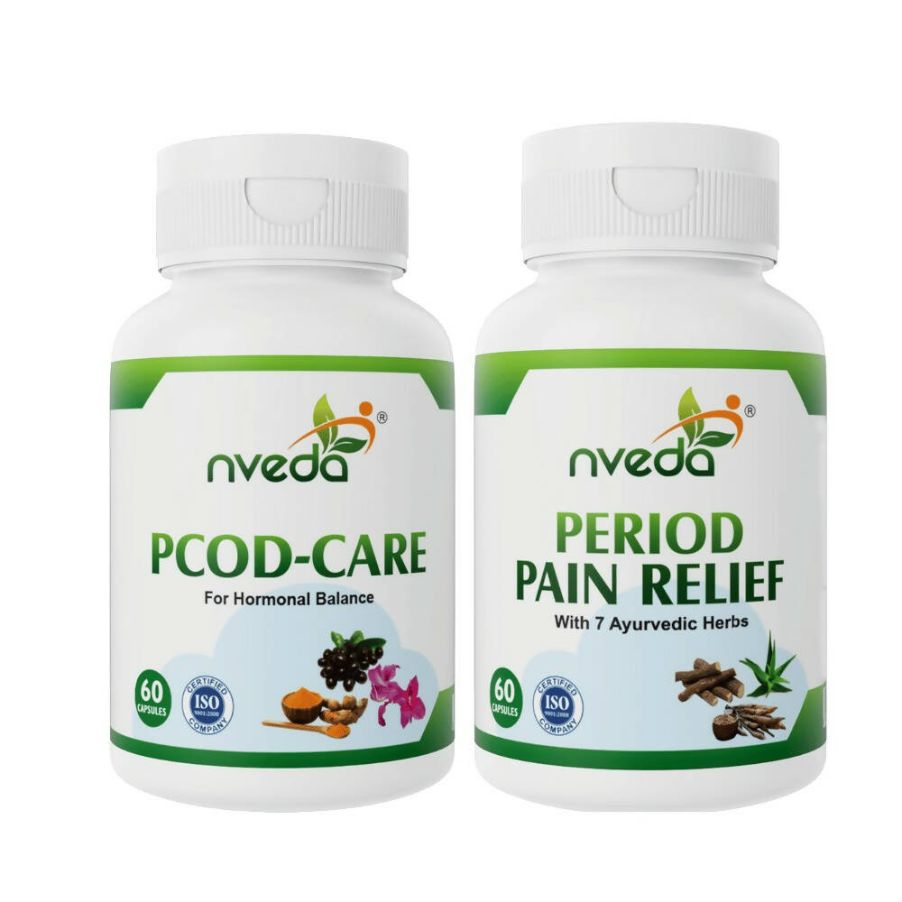 Nveda PCOD Care Capsules and Period Pain Relief Capsules Combo