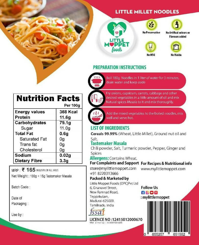 Little Moppet Foods Little Millet Noodles