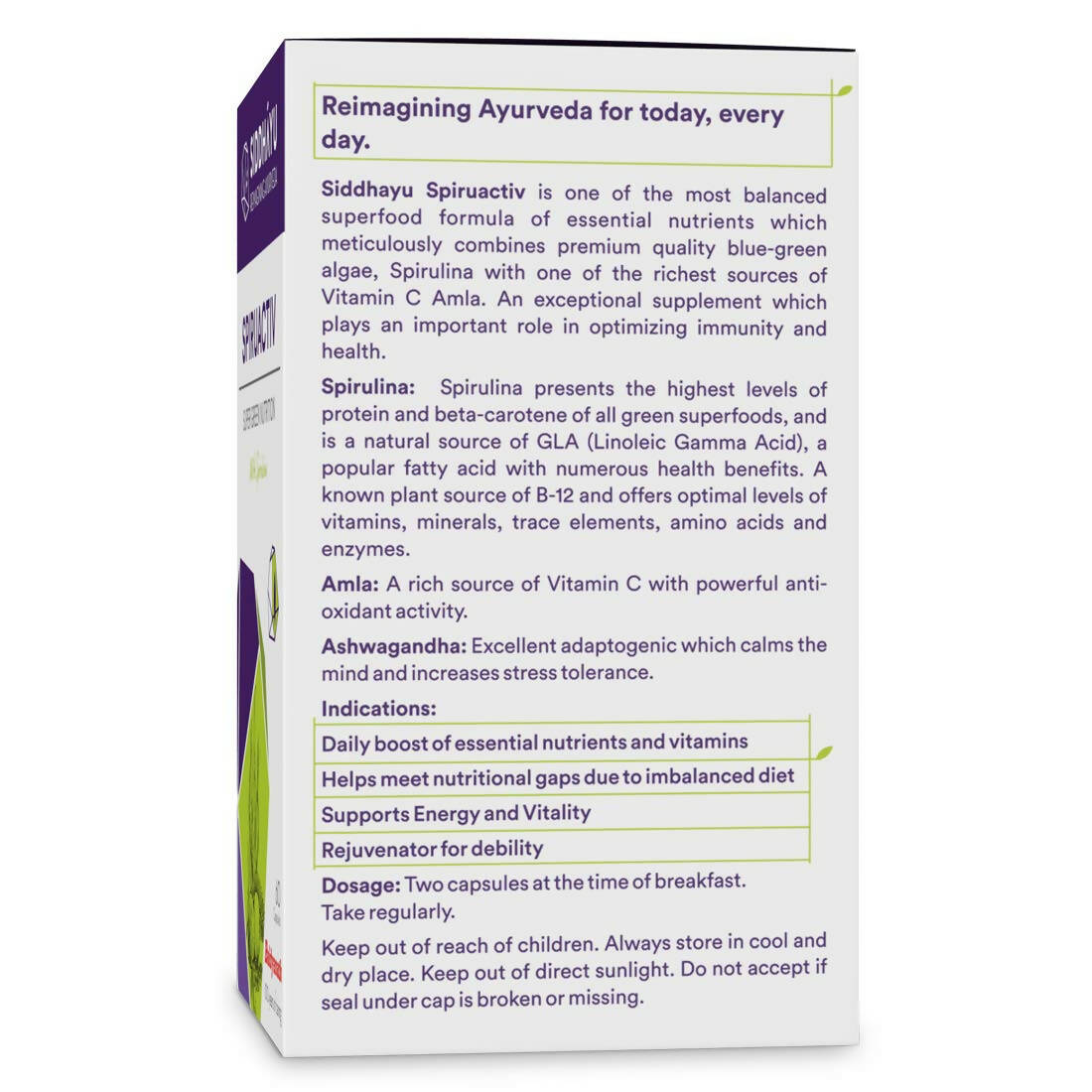 Siddhayu Ayurveda Spiruactiv Capsules with Spirulina