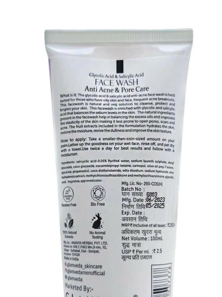 Glamveda Glycolic Acid & Salicylic Acid Anti Acne Face Wash