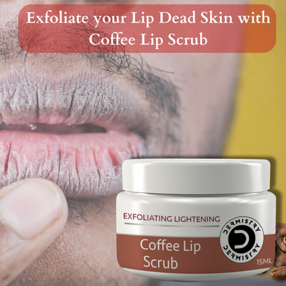 Dermistry Exfoliating Lightening Coffee & Sugar Lip Scrub for Dark Dry Chapped Lips & Pigmentation