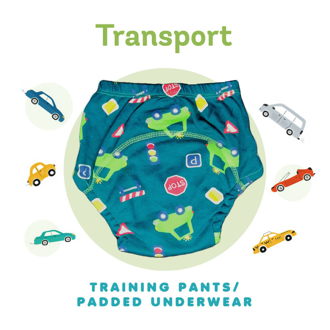 Kindermum Cotton Padded Pull Up Training Pants/Padded Underwear For Kids Sweet Treat & Transport-Set of 2 pcs